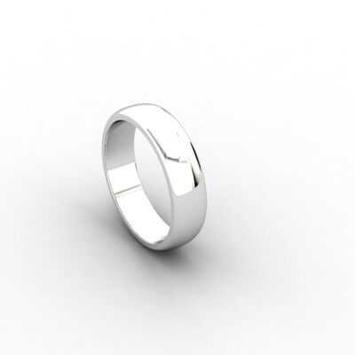 9ct white gold D-shaped wedding band