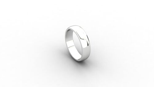 18ct white gold D-shaped wedding band