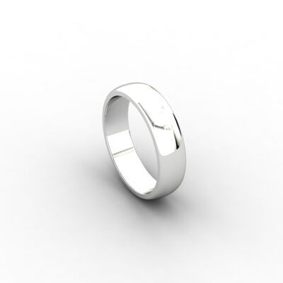 18ct white gold D-shaped wedding band