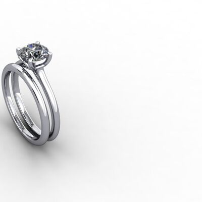 18ct white gold engagement ring with fitted wedding band