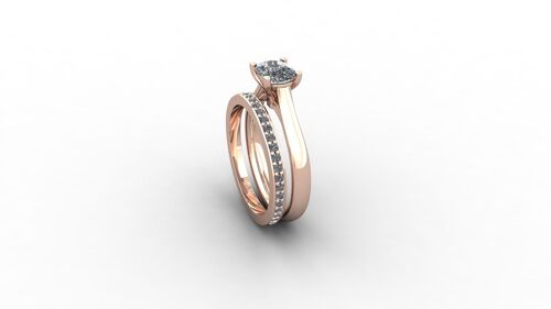 18ct gold engagement ring with fitted wedding band A