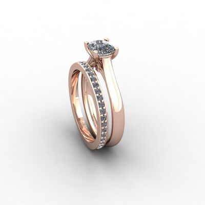 18ct gold engagement ring with fitted wedding band A