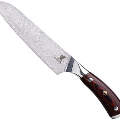 Hiroto Damascus Knife - 7" Santoku Knife