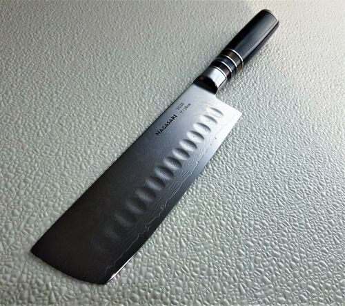 Nagasaki Solingen 7"/18cm Nakiri Knife in Hollow edges - black