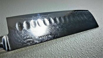 Couteau Nakiri Nagasaki Solingen 7"/18cm à bords creux - brun annelé 3
