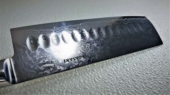 Couteau Nakiri Nagasaki Solingen 7"/18cm à bords creux - brun annelé 4