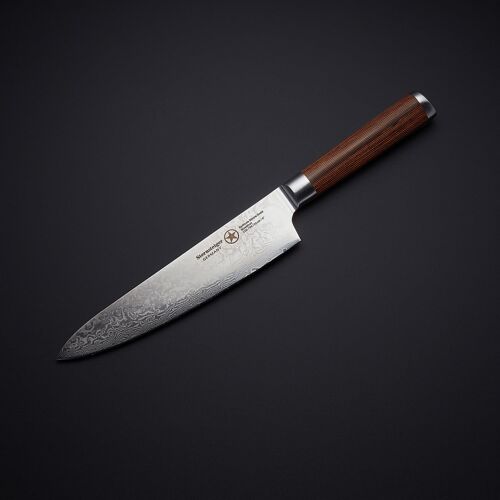 Sternsteiger Damascus Chef's knife - japanese damascus steel VG-10 - SPITZEN-STERN GOLD SERIES - brown