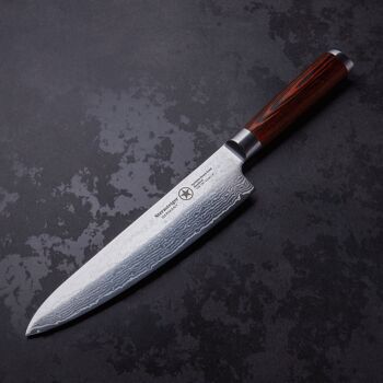 Couteau de chef Sternsteiger Damascus - acier damas japonais VG-10 - SPITZEN-STERN GOLD SERIES - marron 2