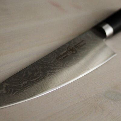 Sternsteiger Damasco Cuchillo de chef - acero damasco japonés VG-10 - SPITZEN-STERN GOLD SERIES - negro