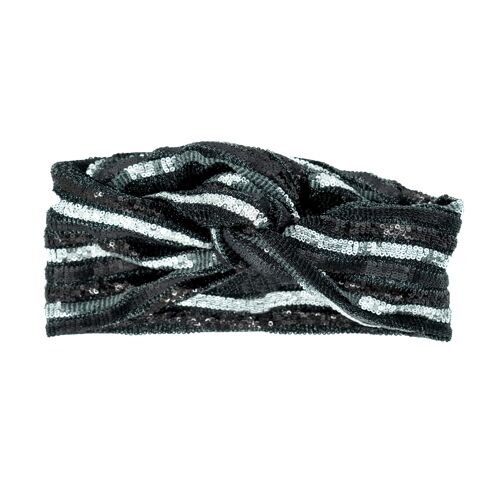 Turban Sequins Noir & Blanc - Medium