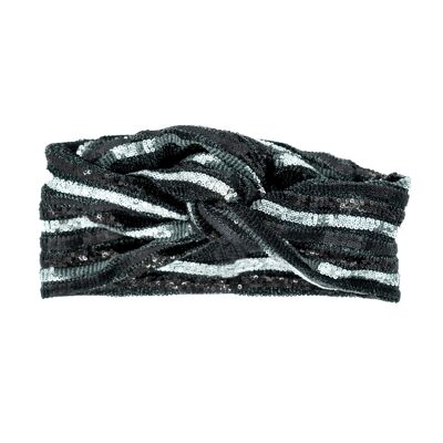 Black & White Sequin Turban - Medium