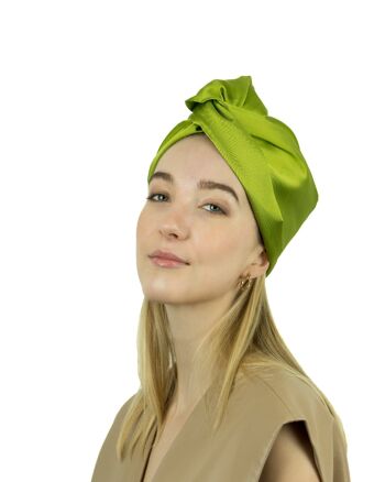 Turban Satin Duchesse Vert Anïs - Large 5