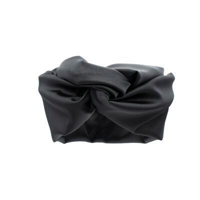 Black Duchess Satin Turban - Medium