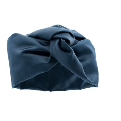 Turbante in raso duchessa blu navy - medio