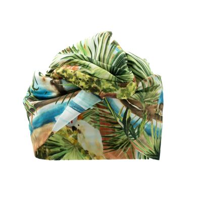 Tropical Silk Satin Turban - Medium