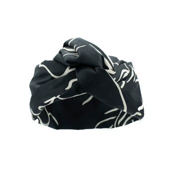 Turban Satin de soie Noir & Blanc - Large 2