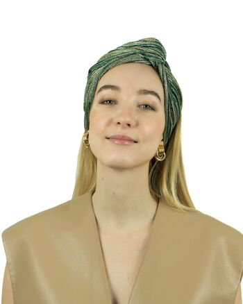 Turban Lurex Rayures Vertes - Medium 3