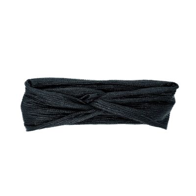 Glänzender schwarzer Lurex-Turban - Medium