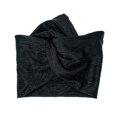 Shiny Black Lurex Turban - Large
