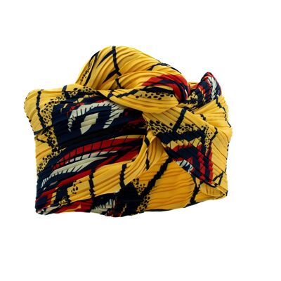 Turban aus plissiertem Lurex in Rio-Gelb – groß