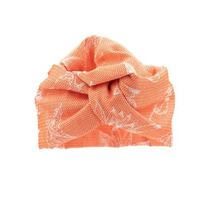 Orangefarbener Jacquard-Turban – groß