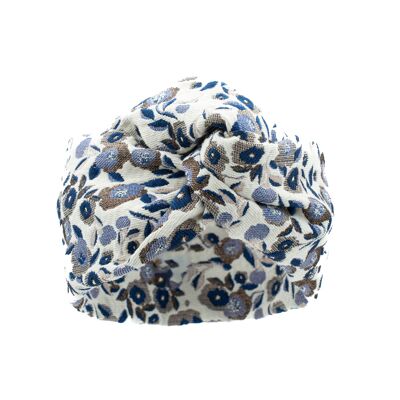 Lila Blumen-Jacquard-Turban - Medium