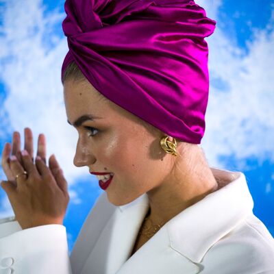 Fushia Duchess Satin Turban - medium