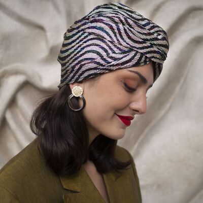 Turbante in lurex viola - grande