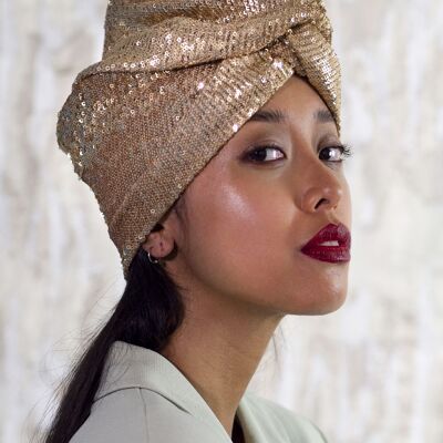 Turbante con paillettes dorate - Medio