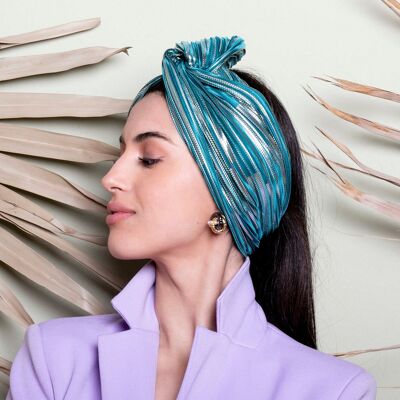 Modern Pleated Lurex Turban - medium