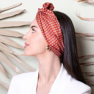 Roter Delphin-Seiden-Turban