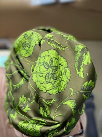 Turban jacquard floral vert 3