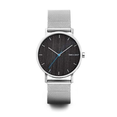 Huck 2.0: Madera de Roble Negro - Malla Plata 40mm