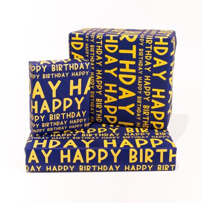 Central 23 – Happy Birthday Blau und Gelb – Geschenkpapierbögen