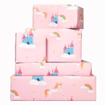 Central 23 - Unicorns and Castles - Pink Wrapping Paper Sheets