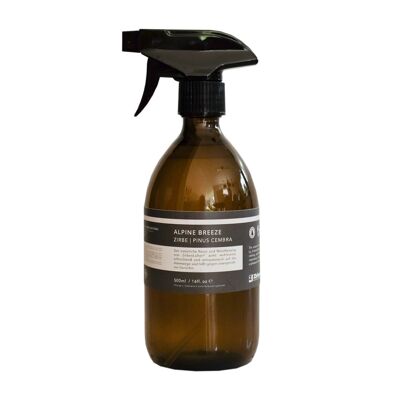 ALPINE BREEZE I Spray per ambienti in pino cembro, spray per bucato I Flacone in vetro da 500 ml, nebulizzatore a grilletto