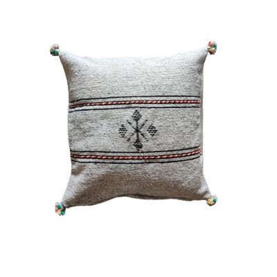 Coussin marocain gris clair avec liséré