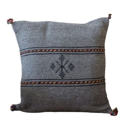 Coussin Berbère Gris foncé avec liséré