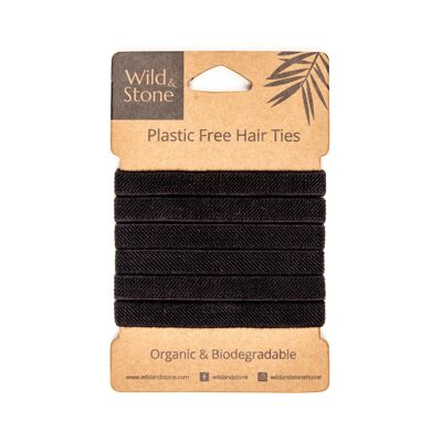 Lazos para el cabello sin plástico - Paquete de 6 - Negro