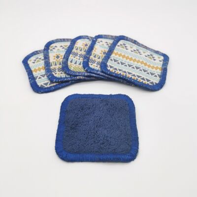6 reusable square overlock wipes S - Blue
