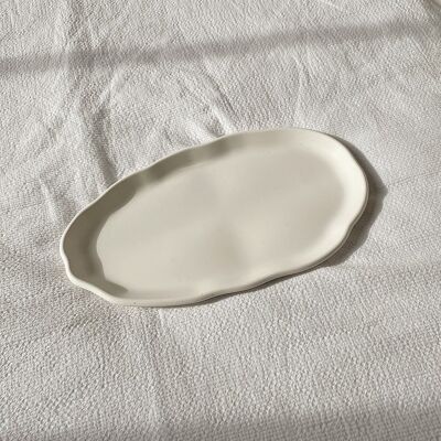 Asymmetric White Large Concrete Style Stone Minimalist Decorative Display Trinket Tray