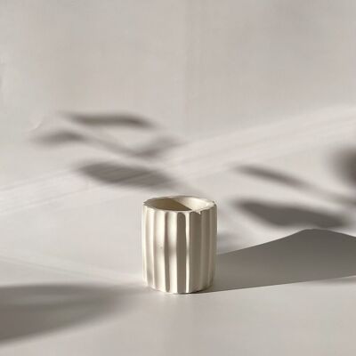 Ridged Cream Concrete-Style Eco-Friendly Candle Holder/Home Decor Ornament