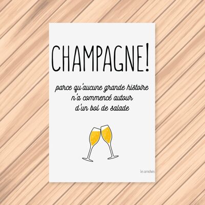 Postkarte Champagne! Salat