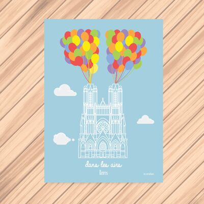 Carte Postale Notre-Dame de Reims ballons