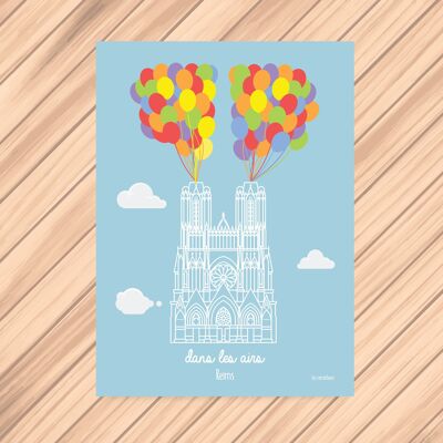 Postkarte Notre-Dame de Reims Luftballons