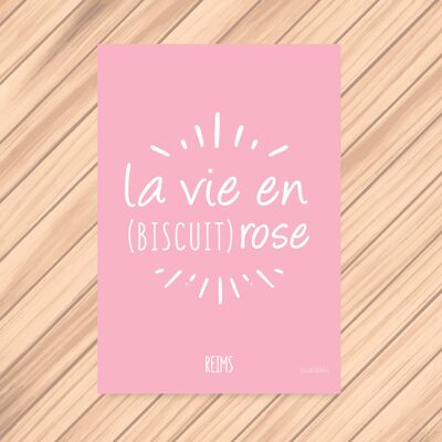 Carte postale la vie en biscuit rose