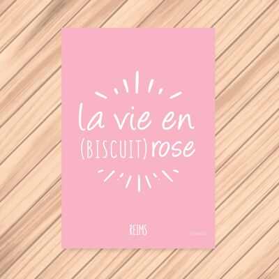 Leben in der rosa Keks-Postkarte