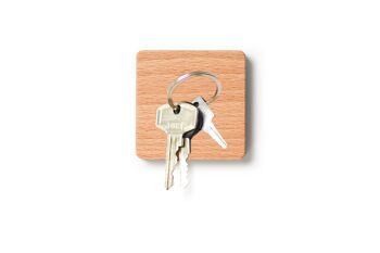 Porte-clés magnétique 'extra fort' - hêtre | bois | carré 1