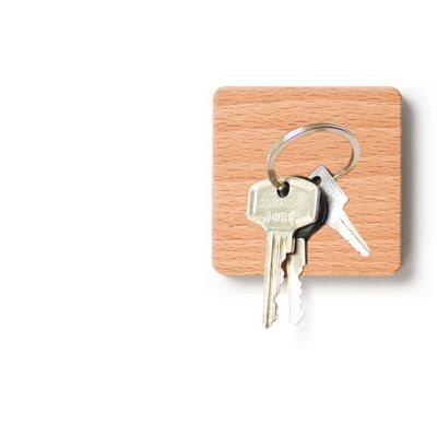 Porte-clés magnétique 'extra fort' - hêtre | bois | carré