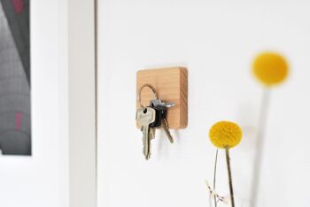Porte-clés magnétique 'extra fort' - hêtre | bois | carré 2